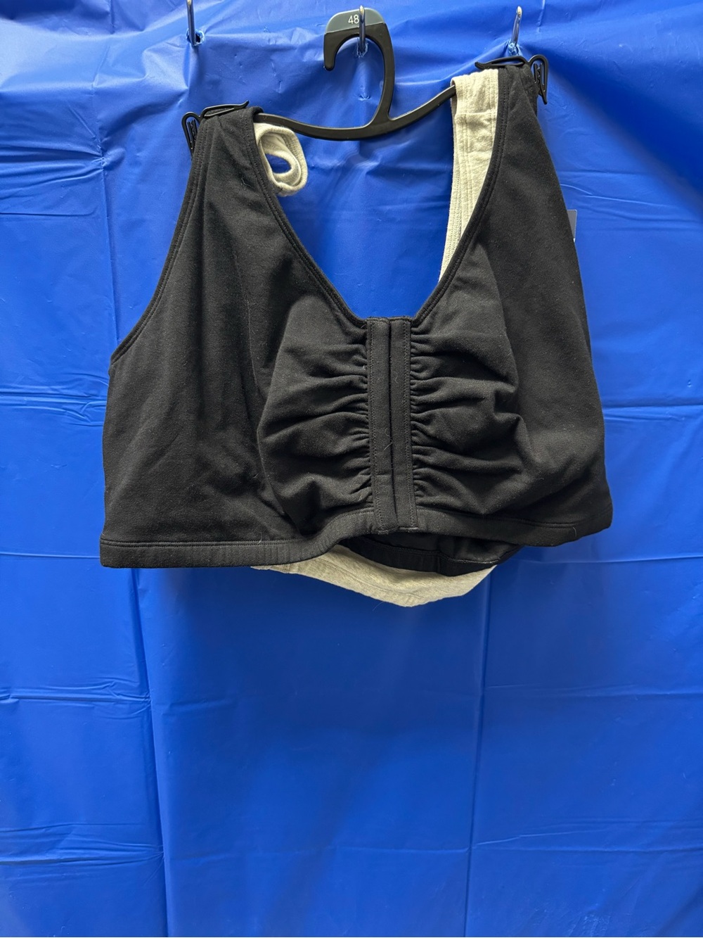 Fruit of the Loom Black Ruched Front Wireless Bralette Front Clasp